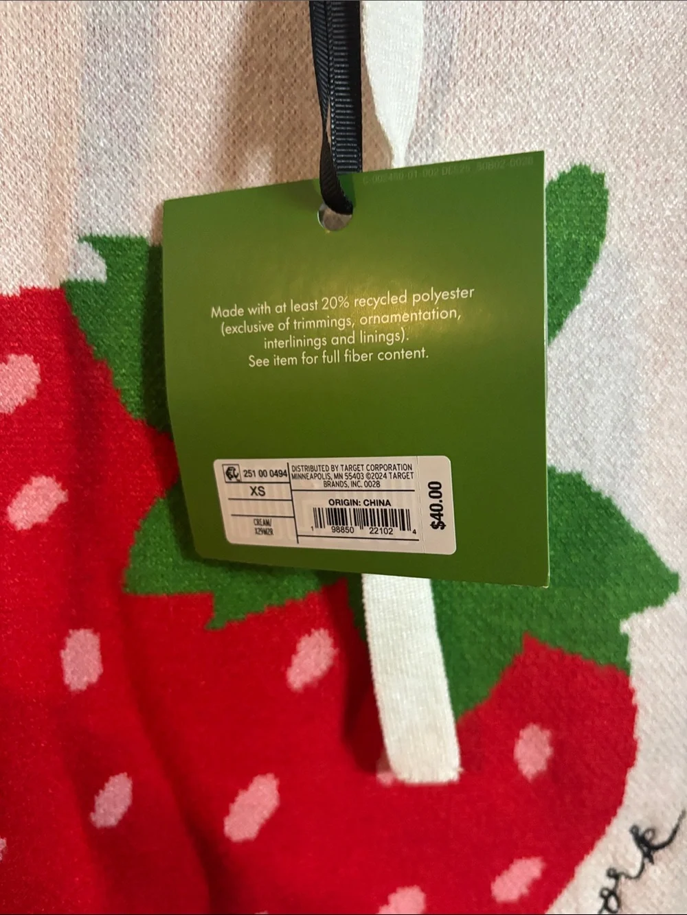 kate spade cream hoodie with red strawberry graphic and green leaves - Picture 2 of 4